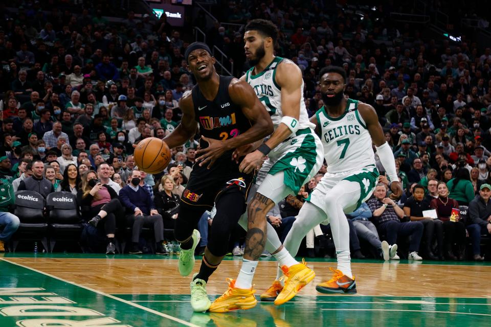 Jimmy Butler is averaging 28.7 points per game in the playoffs, while Jayson Tatum is averaging 28.3.