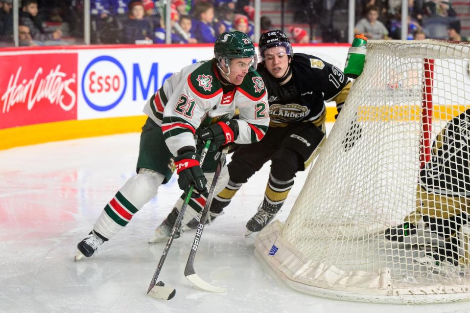 Halifax Mooseheads forward Braeden MacPhee is shown in a Jan. 26, 2024, game against the Charlottetown Islanders.