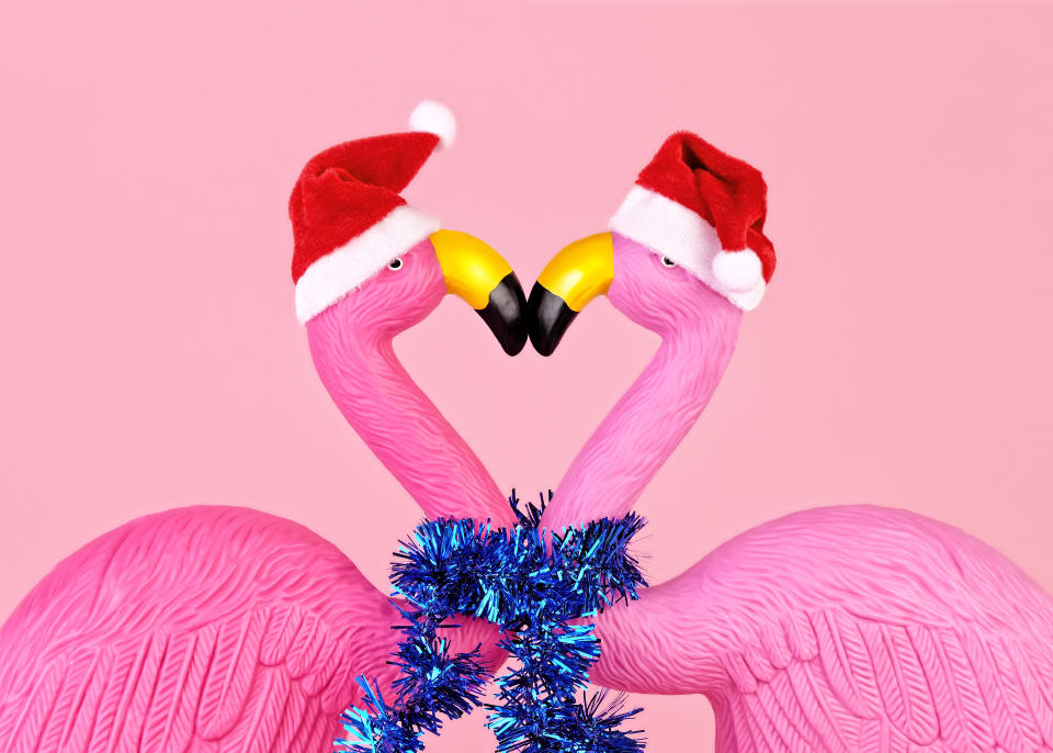 Warum tragen diese Flamingos Weihnachtsmützen? Das wissen wir nicht. Aber was es mit dem “X” in Xmas auf sich hat, das können wir beantworten. (Bild: Getty Images)