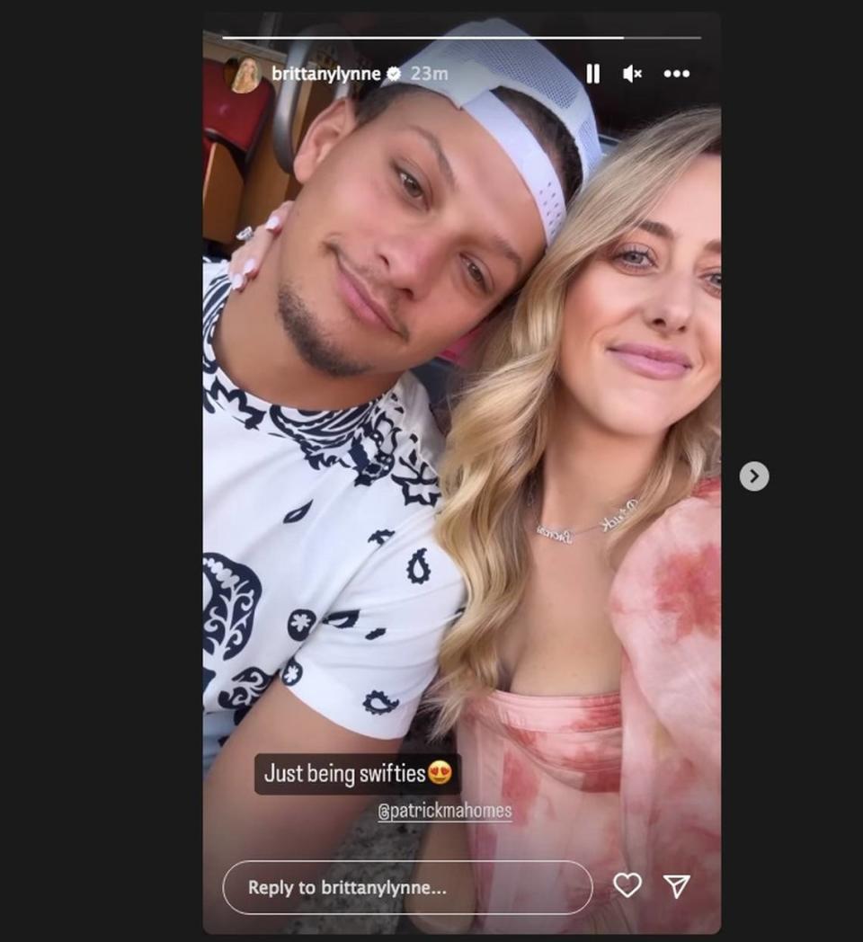 Kansas City Chiefs quarterback Patrick Mahomes and his wife, Brittany Mahomes, attended the Taylor Swift concert at Arrowhead Stadium on Saturday.