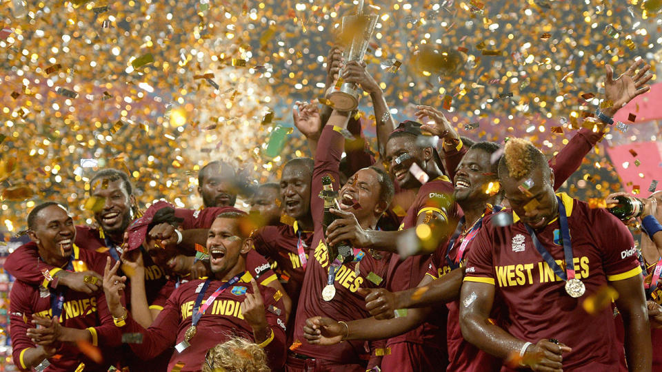 Seen here, Windies players celebrate their T20 World Cup final win in 2016.