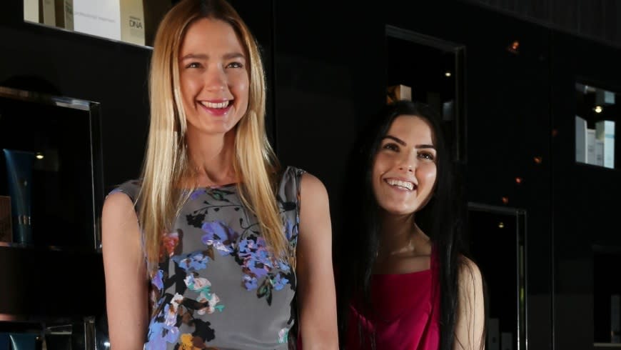 Perth's Erin Hannah with One Fell Swoop designer Nikolina Ergic. Picture: Michael O'Brien/The West Australian.