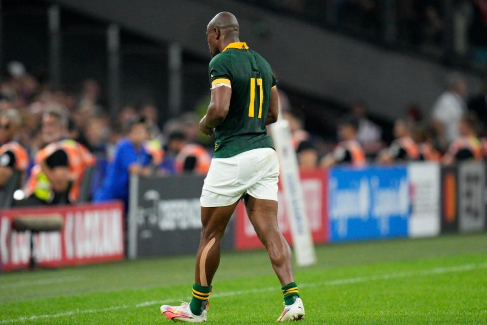 Mapimpi suffered the blow during South Africa’s win over Tonga (AP)