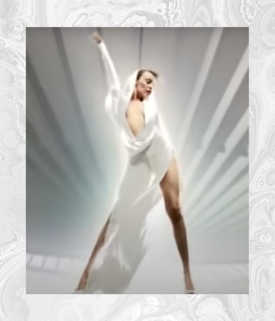 Minogue's iconic white "Can't Get You Out of My Head" jumpsuit.