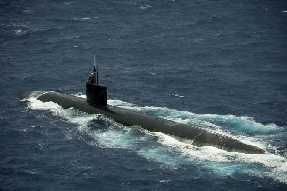 The Los Angeles-class fast-attack submarine USS Cheyenne is seen in the Rim of the Pacific in July 2016.