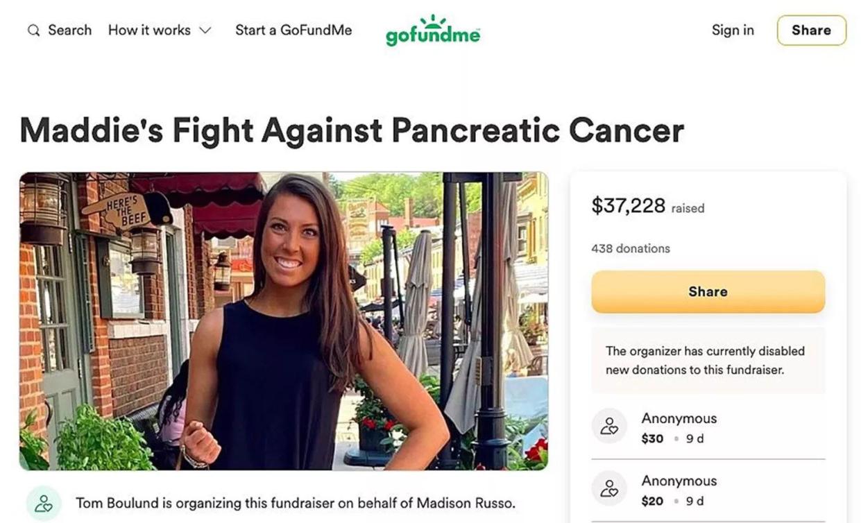 GoFundMe screenshot of Madison Russo campaign