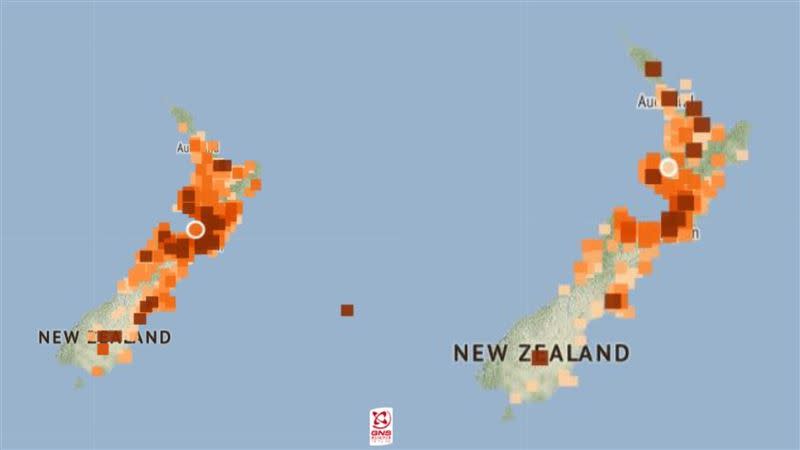 紐西蘭進「國家緊急狀態」後連2震，地震最大規模6.3，最小規模4.0。（圖／翻攝自GeoNet）