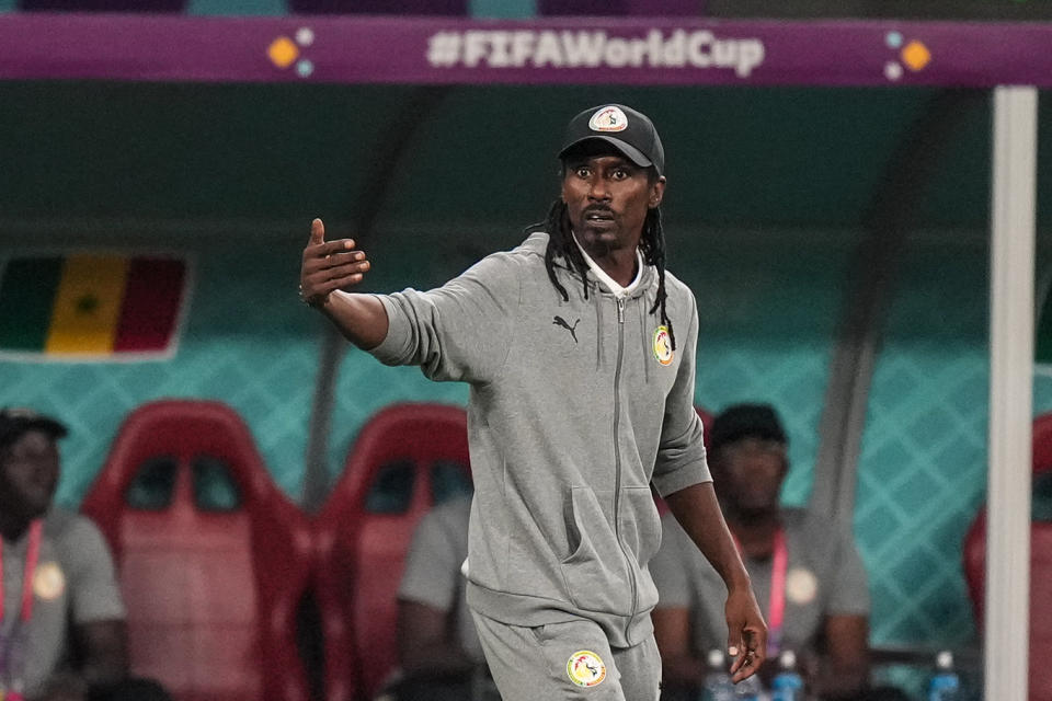 Head coach CISSE Aliou of team Senegal during the FIFA World Cup Qatar 2022 match, Group A, between Ecuador and Senegal at Khalifa International Stadium on 29 November 2022 in Doha, Qatar.  (Photo by Ayman Aref/NurPhoto via Getty Images)