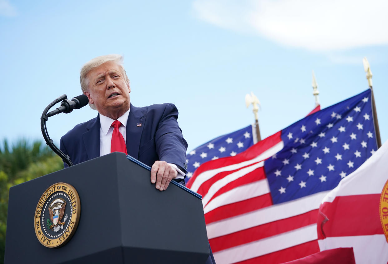 US President Donald Trump speaks on the environment at the Jupiter Inlet Lighthouse and Museum in Jupiter, Florida on September 8, 2020. (Madel Ngan/AFP via Getty Images)