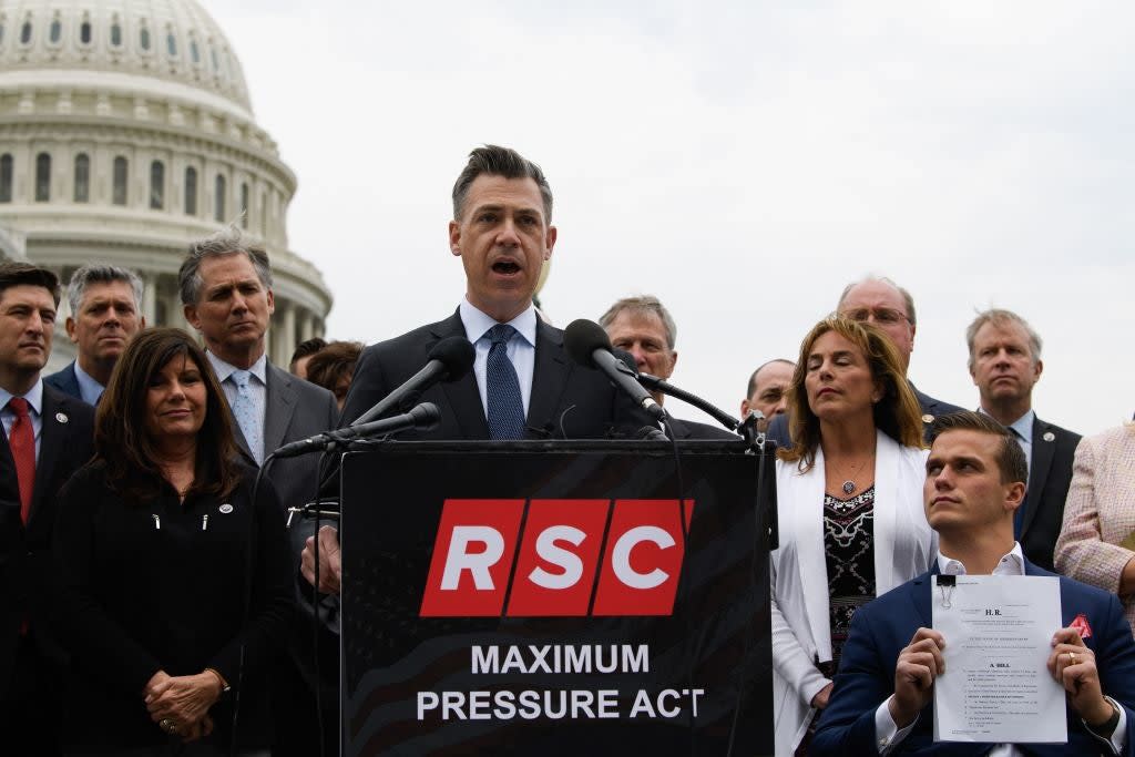 Rep Jim Banks speaks at the Capitol (AFP via Getty Images)