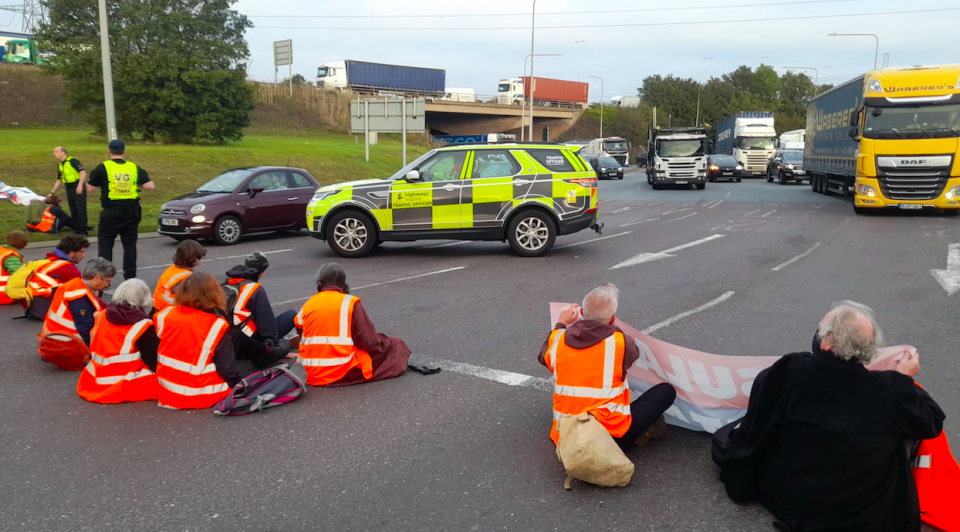 Protesters from Insulate Britain staged another sit-in on the M25 this morning. (PA)