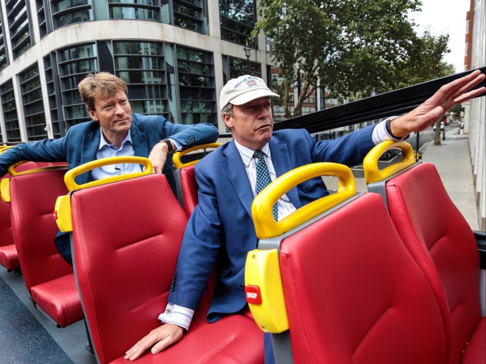 Nigel Farage, the former Reform UK party leader with Tice, his successor (Getty)