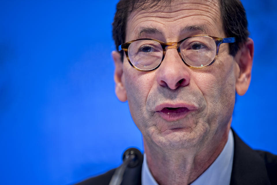 Maurice Obstfeld, chief economist at the International Monetary Fund (IMF), speaks at a world economic outlook news conference during the IMF and World Bank Group Annual Meetings in Washington, D.C., U.S.Image: Bloomberg via Getty