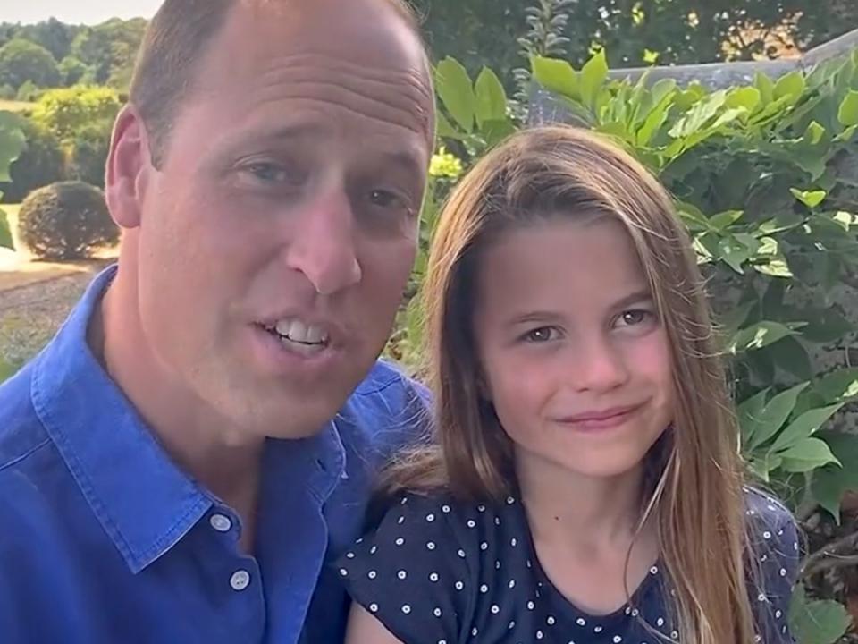 Prince William and Princess Charlotte share a video wishing England’s Lionesses luck ahead of the Wembley final (Twitter)