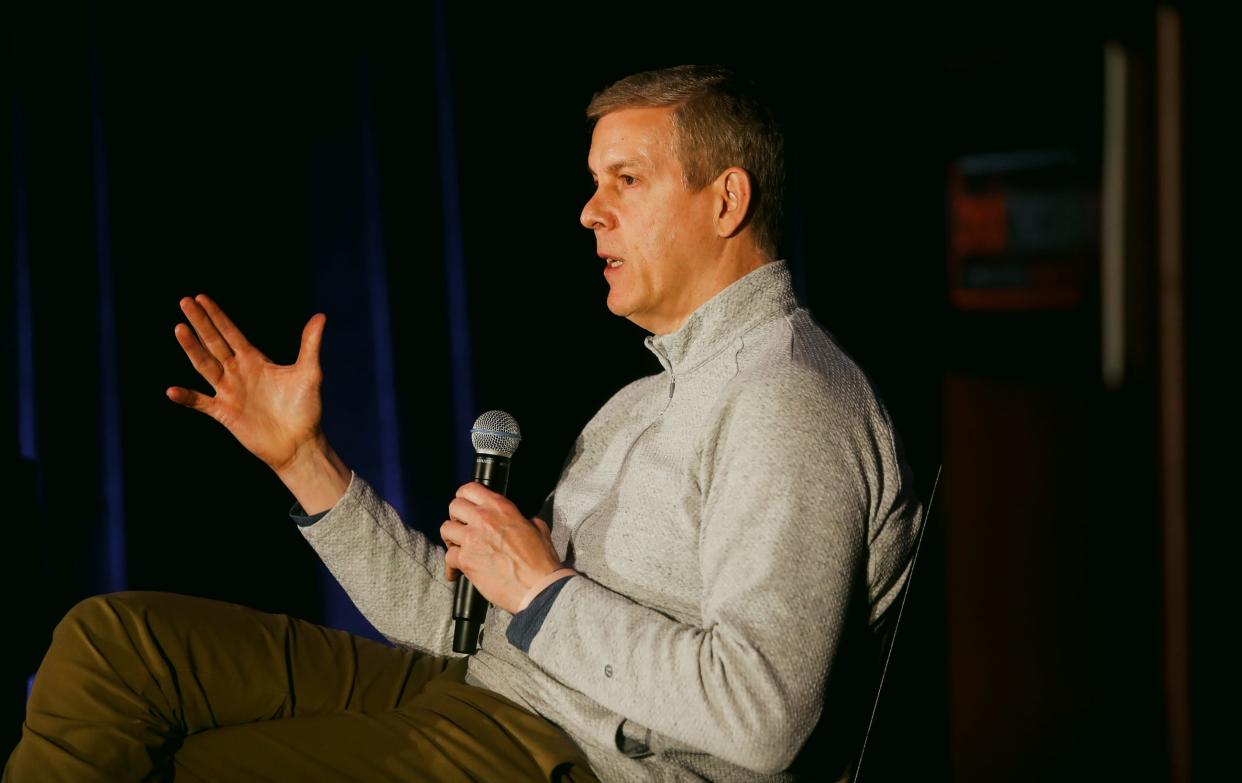 Arne Duncan, former president Obama’s US Secretary of Education and founder of Chicago CRED, speaks about his experiences in the field of gun violence intervention during the Memphis Allies conference, which is a part of Youth Villages on Tuesday, March 26, 2024 at the Hilton Hotel location at 939 Ridge Lake Boulevard in Memphis, Tenn.