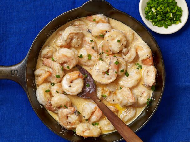 PHOTO: A pan of Pati Jinich's tequila and cream shrimp. (Pati Jinich/Mexican Table)