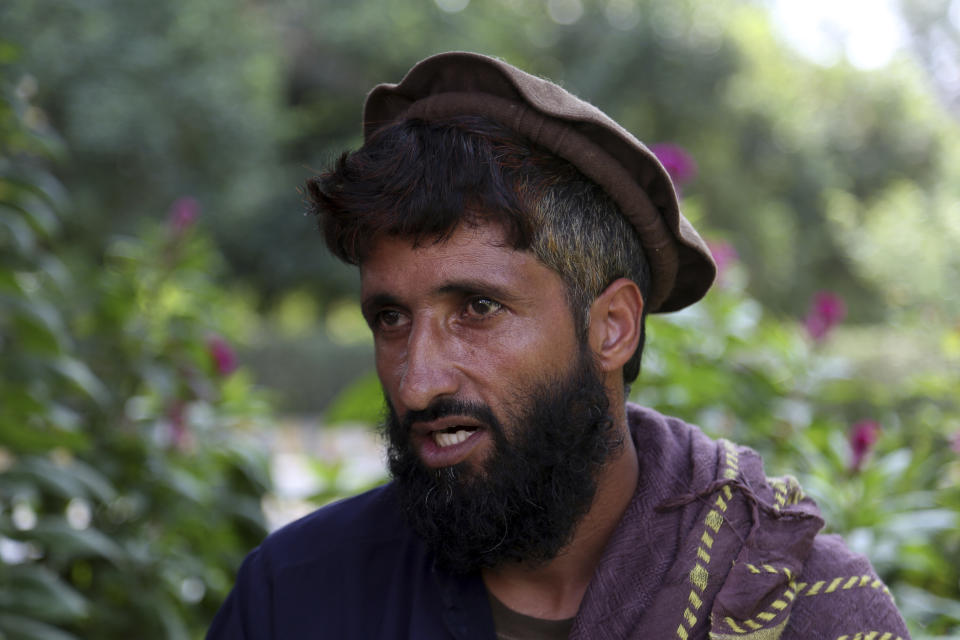 In this Tuesday, Oct. 1, 2019, photo, Abdul Jabar, who lost four members of his family, speaks during an interview to the Associated Press in Jalalabad city east of Kabul, Afghanistan, Anger is mounting over the increasing numbers of civilians dying in misdirected US aerial strikes and heavy- handed tactics of CIA-trained Afghan force. Some Afghans calling for Americans to be tried in Afghan courts. (AP Photo/Rahmat Gul)