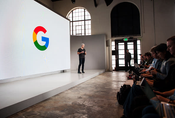 <p>No. 2 most empathetic company: Alphabet (Google) <br> SAN FRANCISCO, CA – OCTOBER 04: Rick Osterloh, SVP Hardware at Google Inc., speaks during an event to introduce the Google Pixel phone and other Google products on October 4, 2016 in San Francisco, California. <br> (Photo by Ramin Talaie/Getty Images) </p>