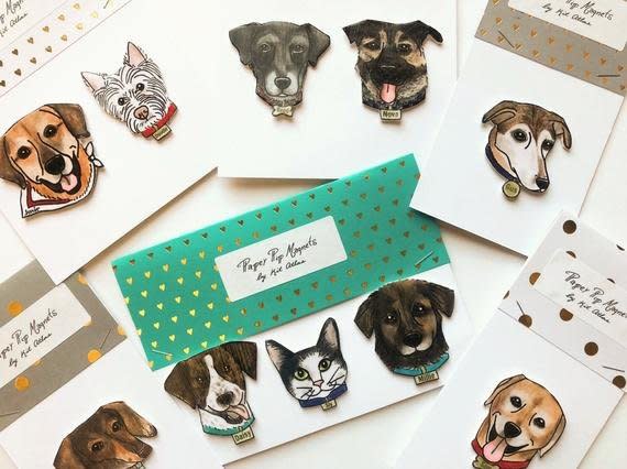 If you're short on time, we recommend choosing&nbsp;<strong><a href="https://fave.co/2uN5MxV" target="_blank" rel="noopener noreferrer">one of the pre-illustrated pet shapes designed by Etsy designer KitAtlas</a></strong>. Once you purchase, send the designer an image of the pet and any specific details, and you'll have a one-of-a-kind custom magnet of your guy's best friend. Just be sure you order ahead with enough time for shipping.&nbsp;<strong><a href="https://fave.co/2uN5MxV" target="_blank" rel="noopener noreferrer">Learn more here</a></strong>.