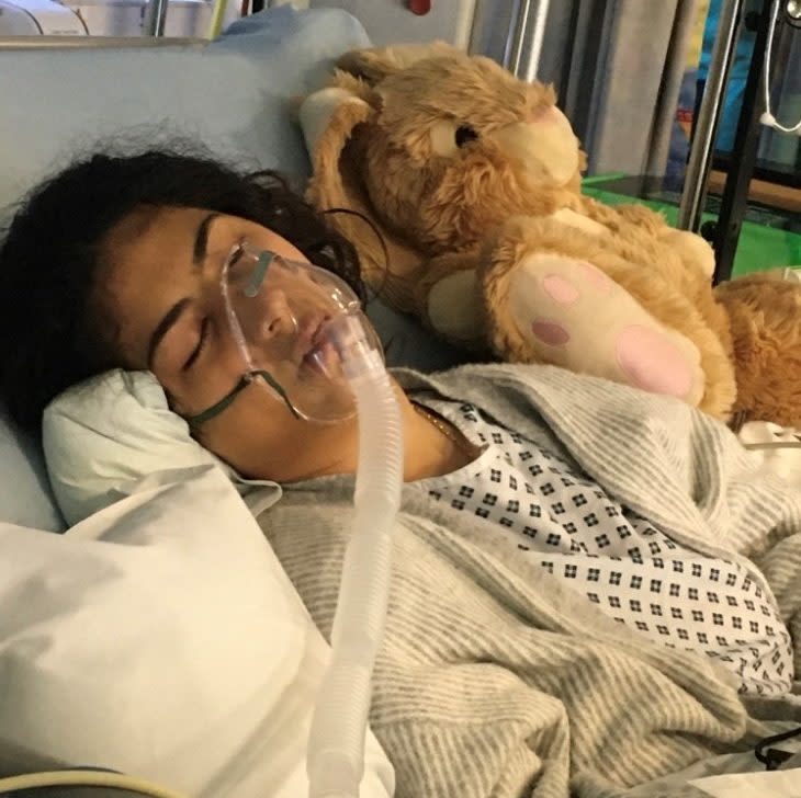 Tiana in hospital after the attack in November 2020