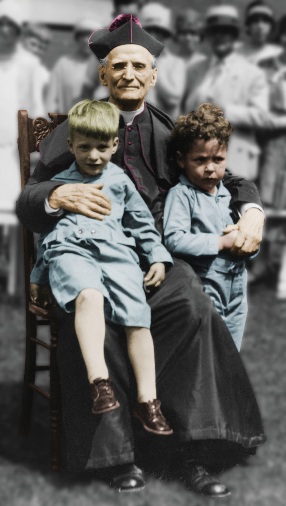 In this undated photo provided by Our Lady of Victory Homes of Charity in Buffalo, N.Y., Father Nelson Baker is seen with some of the children he served. The ongoing effort to elevate the beloved Buffalo-area priest to sainthood has so far cost close to $100,000 and has taken over 25 years. (AP Photo/Our Lady of Victory Homes of Charity) NO SALES