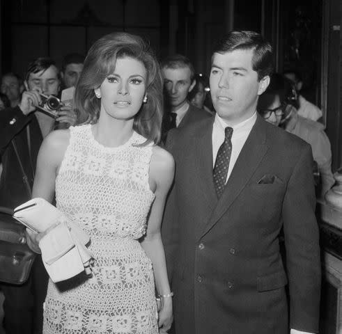 <p>KEYSTONE-FRANCE/Gamma-Rapho via Getty</p> Raquel Welch and Patrick Curtis