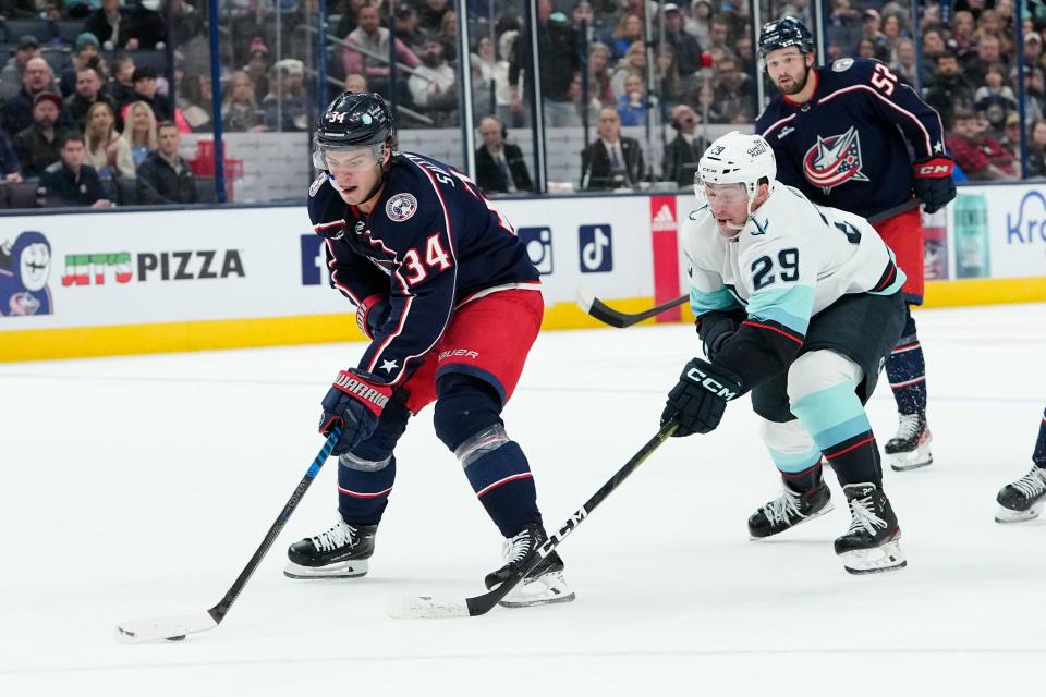 Blue Jackets center Cole Sillinger was the lone player from the 2021 draft to play that entire season in the NHL.