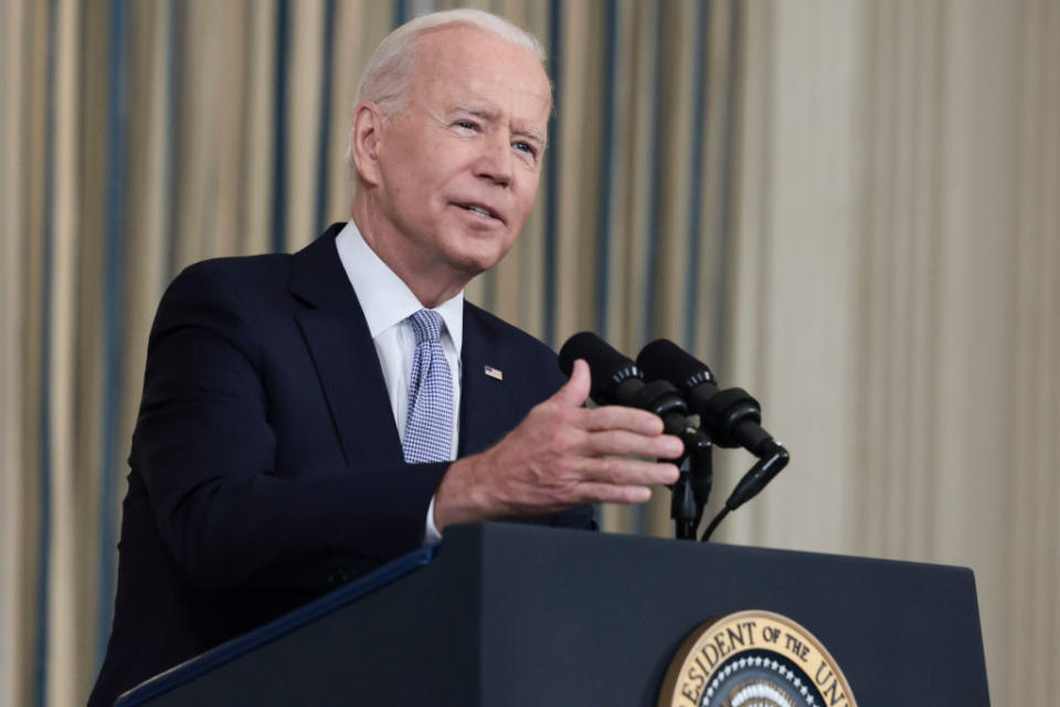 President Biden delivers remarks on booster shots and his administration’s COVID-19 response from the White House Sept. 24. (Anna Moneymaker/Getty Images)