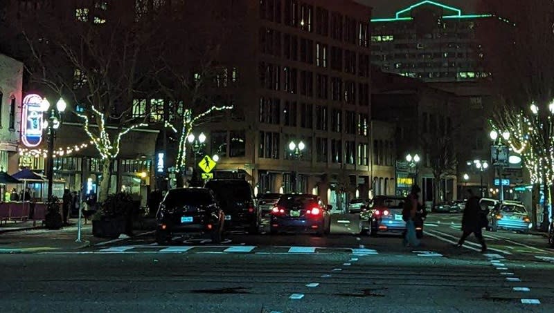 Portland's Entertainment District at 9pm on New Year's Eve, December 31, 2023 (KOIN)