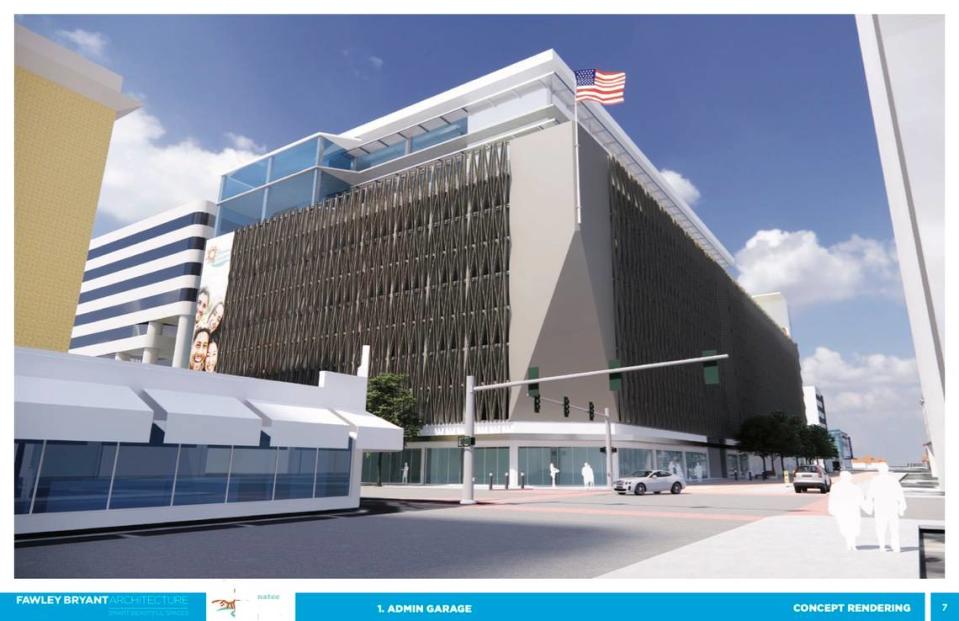 A provided rendering shows an example of how Manatee County’s proposed 12-story parking garage in downtown Bradenton could look.