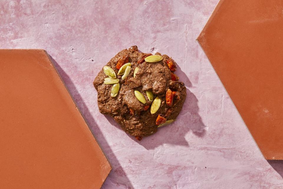 Chocolate Goji Berry-Pumpkin Seed Protein Cookies