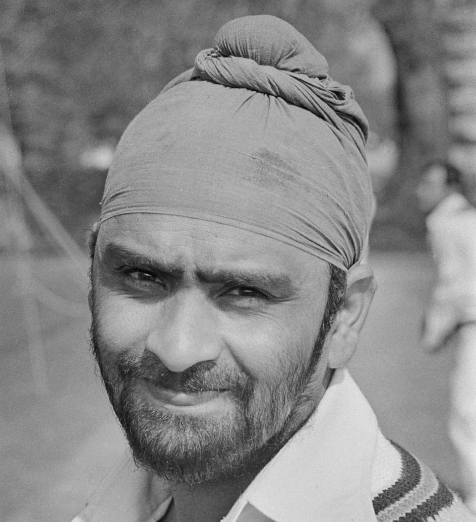Indian cricketer Bishan Singh Bedi of the Indian cricket team during a tour of England on 29 April 1974 (Evening Standard/Hulton Archive/Getty Images)