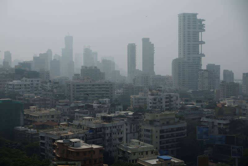 A general view of high-rise residential buildings amidst other residential buildings in Mumbai