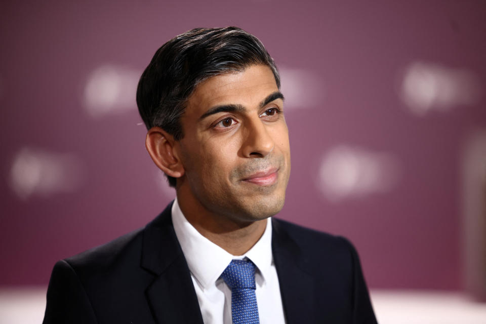 Britain's Prime Minister Rishi Sunak looks on as he speaks to the media at the Joint Expeditionary Force (JEF) country leaders meeting in Riga, Latvia December 19, 2022. REUTERS/Henry Nicholls/Pool??