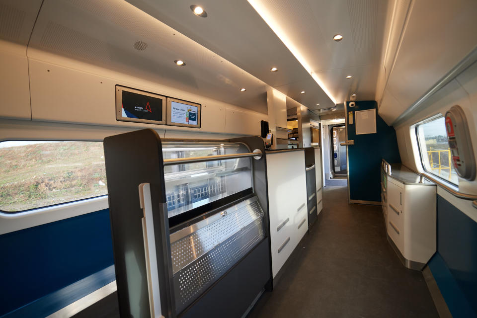 A new bar area on a Pendolino train