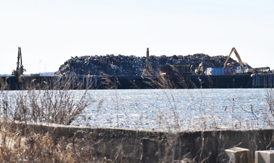 In this Herald News file photo from March 8, 2022, the scrap metal operation can been seen at Brayton Point.