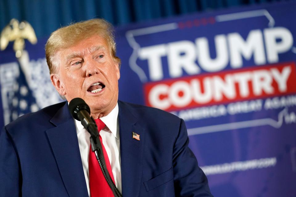 Election 2024 Trump
Former President Donald Trump speaks at a campaign rally at Terrace View Event Center in Sioux Center, Iowa on Jan. 5.