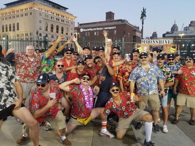 A group of Tigers fans celebrated “Annual Magnum P.I. Day” at Comerica  yesterday : r/baseball