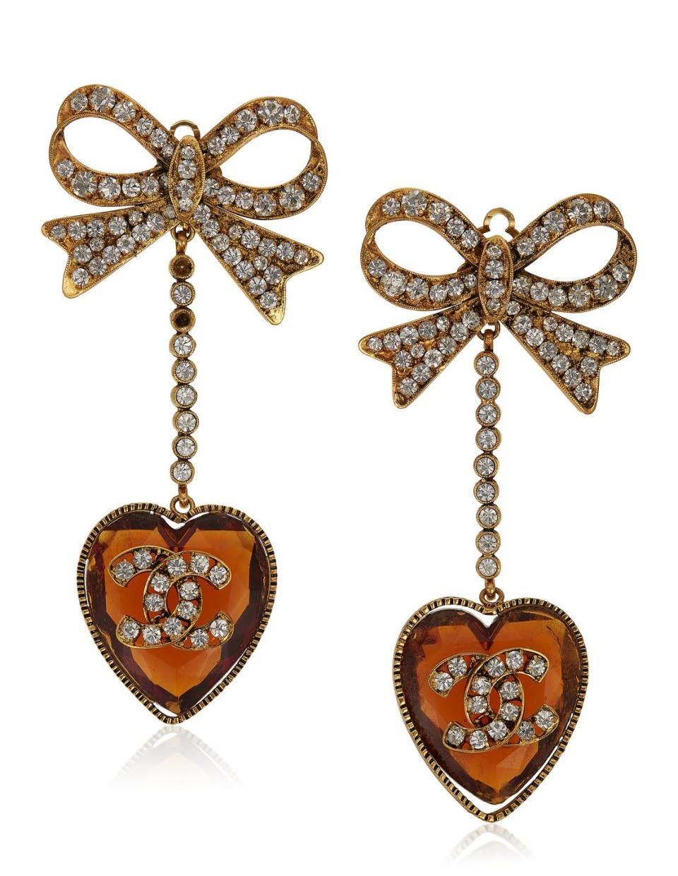 Chanel Rhinestone and Glass Pendant Earrings
