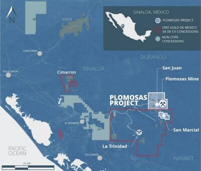 Figure 1: GR Silver Mining Plomosas Project mining concessions, Sinaloa, Mexico. (CNW Group/GR Silver Mining Ltd.)