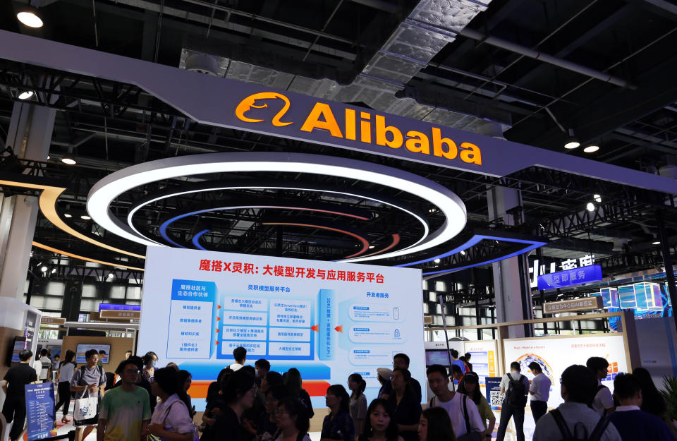 SHANGHAI, CHINA - MARCH 23, 2021 - Alibaba's stand at the World Artificial Intelligence Conference in Shanghai, China, July 8, 2023. (Photo credit should read CFOTO/Future Publishing via Getty Images)
