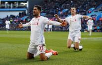 Football Soccer - Aston Villa v Liverpool - Barclays Premier League - Villa Park - 14/2/16 Emre Can celebrates scoring the third goal for Liverpool Reuters / Phil Noble Livepic