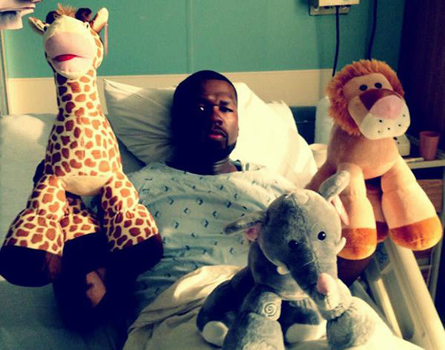 The latest members of rapper 50 Cent's posse are more cute and cuddly than they are rough and tumble. 50 Cent tweeted a photo from his hospital bed after being admitted for a stomach virus back in May 2012.