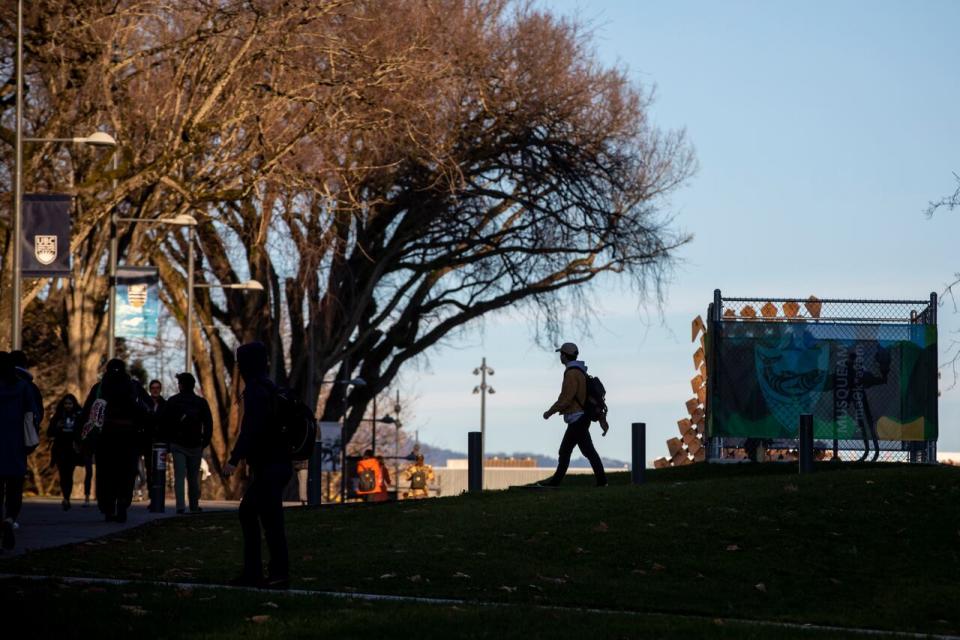 Students are pictured on campus at the University of British Columbia in Vancouver, British Columbia on Wednesday, November 20, 2019. 