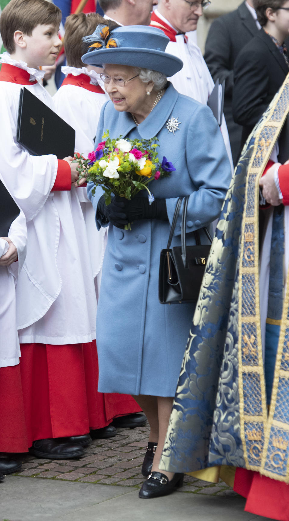 Queen Elizabeth ll leaving after attending the Commonwealth Day Service at Westminster Abbey on March 09, 2020.