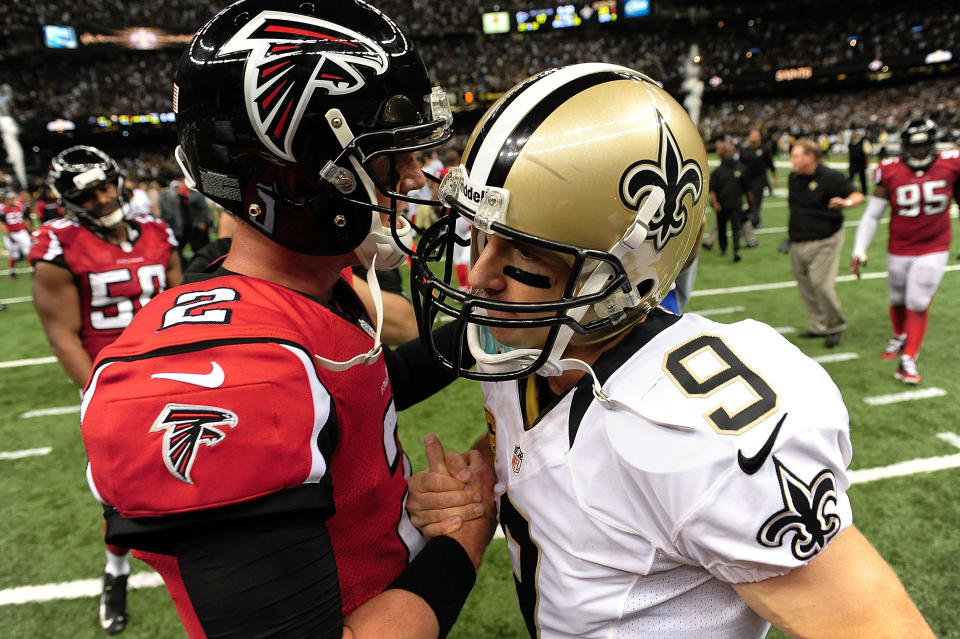 Matt Ryan and Drew Brees have brought star power to a long-running rivalry. (Getty)