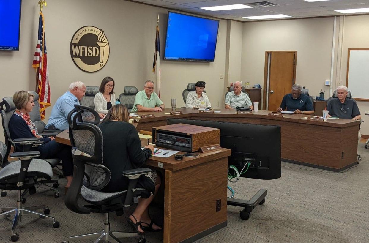 The Wichita Falls ISD School Board seen in this June 13 photo. The board finalized their 2022-2023 fiscal year budget Monday, June 27.