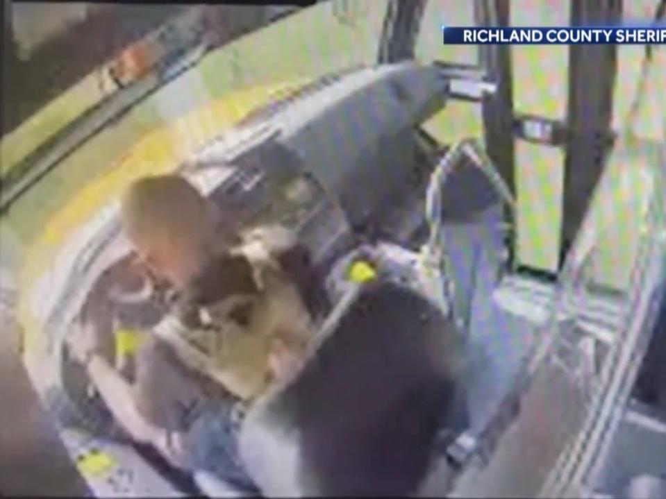 <p>CCTV footage showing a hijacking of a school bus in South Carolina on Thursday</p> (Richland County Sheriff’s Department)