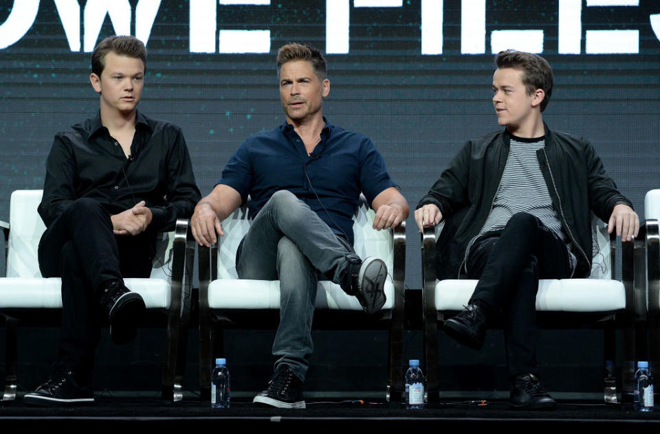 Matthew Lowe, left, Rob Lowe, and John Owen Lowe appear at the 2017 Summer Television Critics Association Press Tour on July 28, 2017, in Los Angeles. (Photo: Michael Kovac/Getty Images for Lifetime Television)