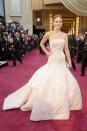 <p>Since becoming the face of Dior in 2012, the French brand has dressed Jennifer Lawrence for all the important occasions in her life—including her 2013 Oscar win. And who could forget her graceful fall as she made her way up to the stage to accept her award?</p>